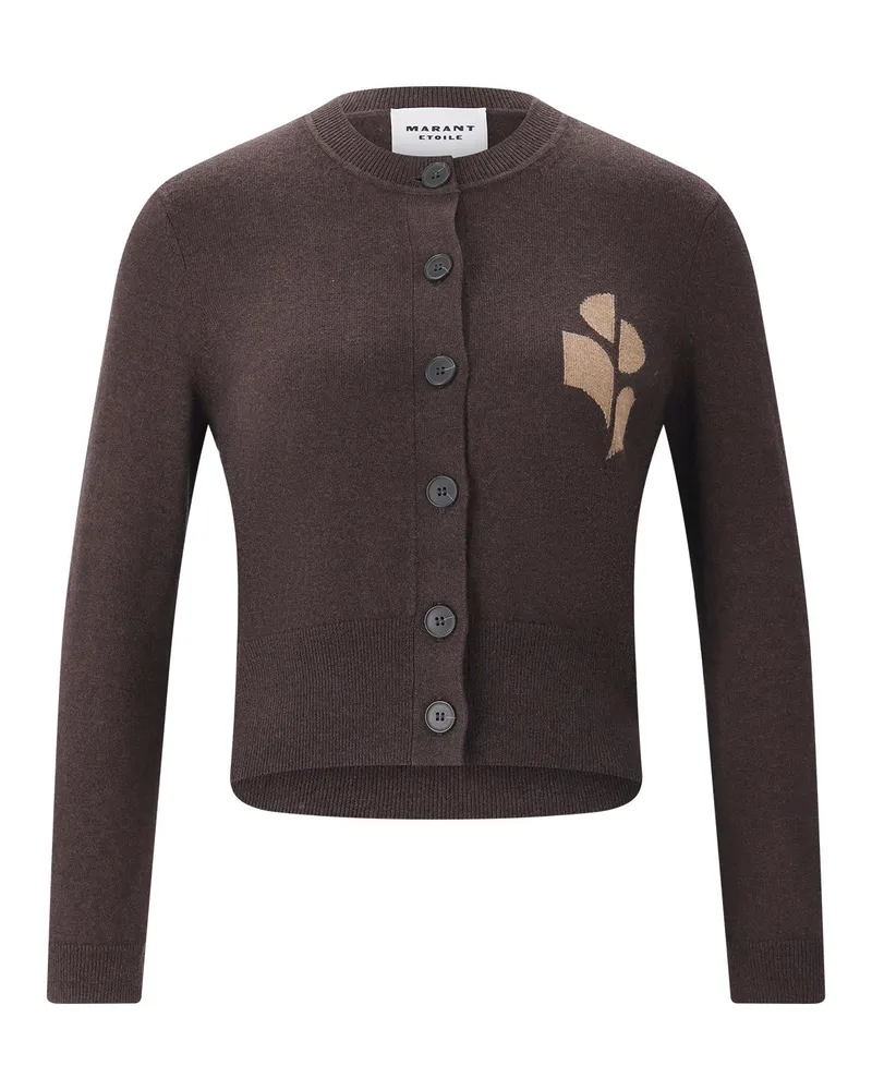 Isabel Marant Strickjacke Newton mit Logo Dunkelbraun