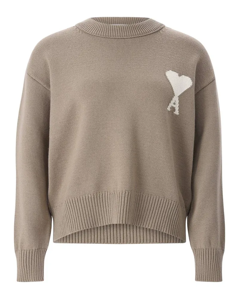AMI Paris Pullover mit Logo Hellbraun