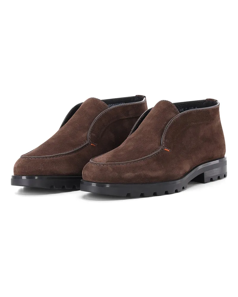 Santoni Boots aus Veloursleder Dunkelbraun