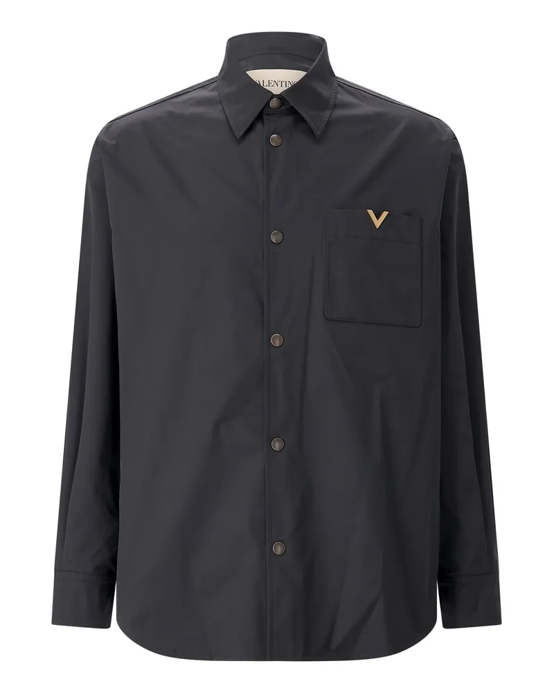 Valentino Garavani Overshirt mit Logo Schwarz