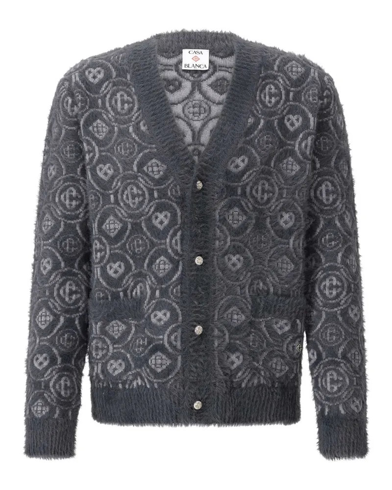 Casablanca Paris Strickjacke aus Wollmix & Logoprint Grau