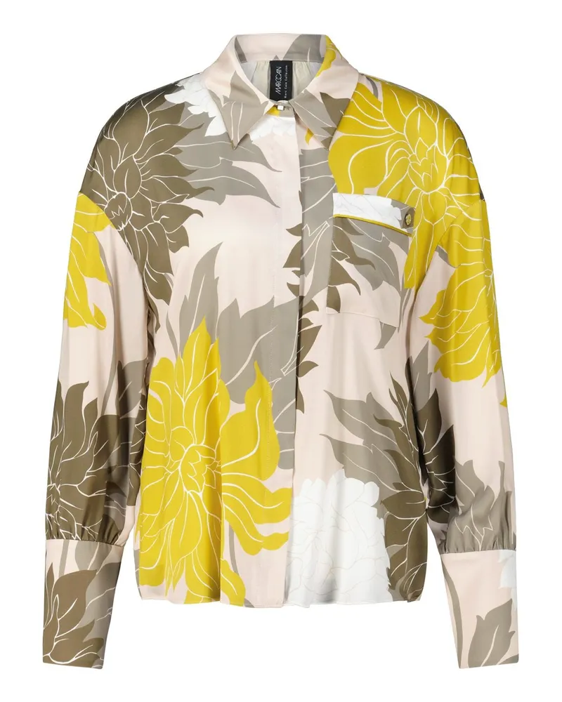 Marc Cain Seidenbluse mit floralem Muster Beige