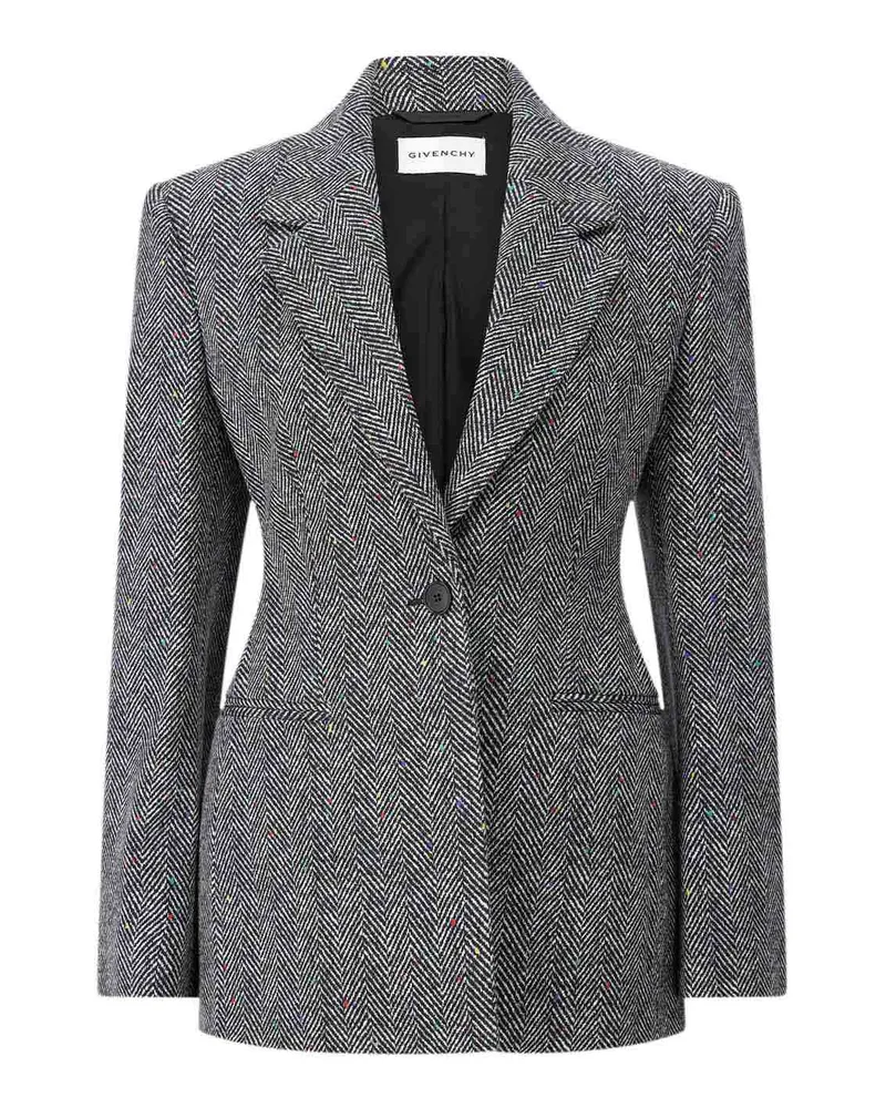 Givenchy Slim-Fit Blazer mit Fischgrätenmuster Schwarz