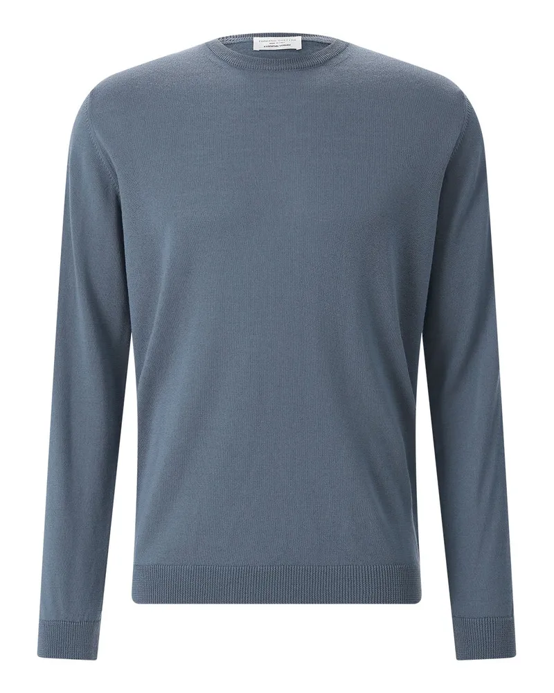 Roberto Collina Rundhalspullover aus Merinowolle Blau
