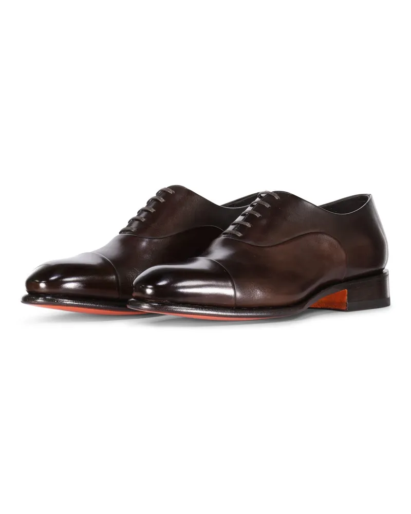 Santoni Oxfords aus Leder in Antik-Optik Dunkelbraun