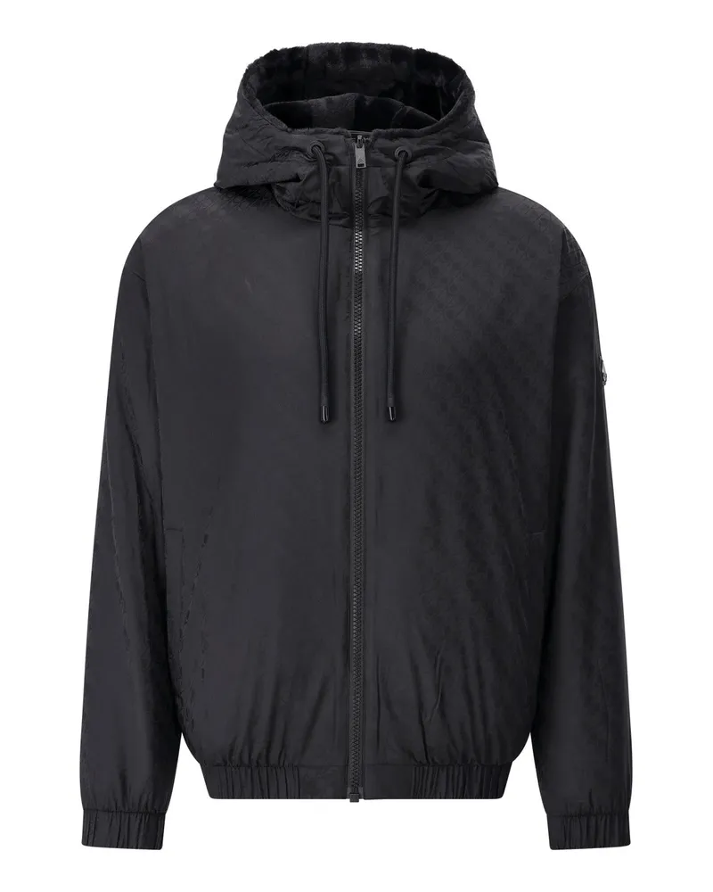 Moose Knuckles Wendejacke mit Allover-Logo Schwarz
