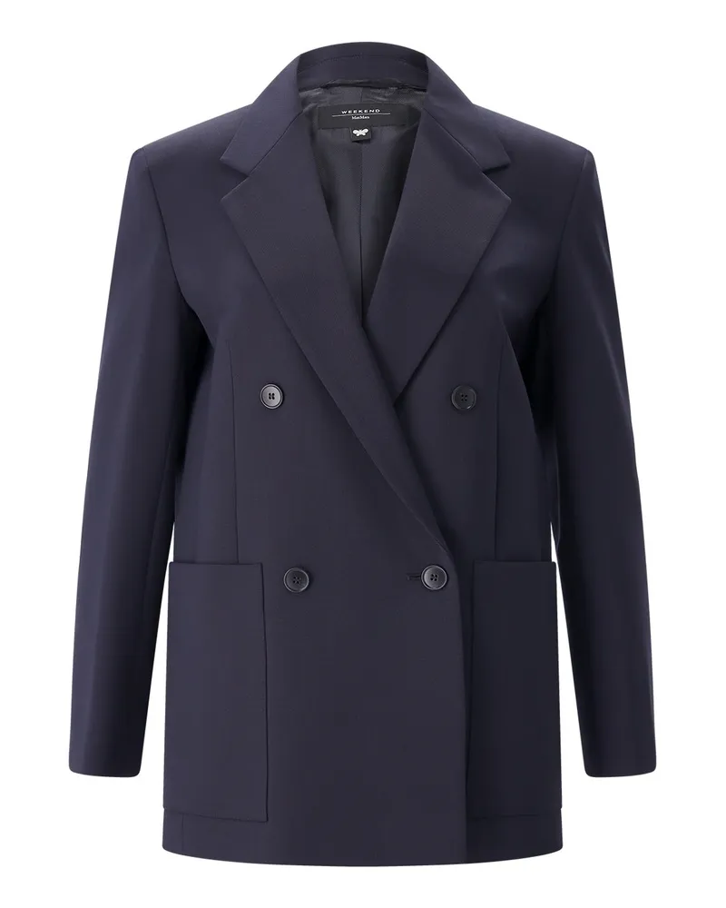 Max Mara Zweireihiger Blazer aus Wolle Dunkelblau