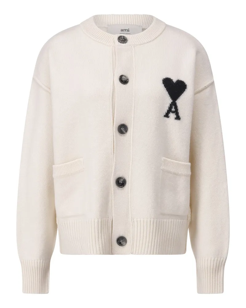 AMI Paris Strickjacke aus Wolle Creme