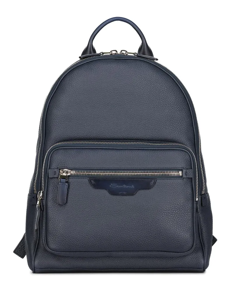 Santoni Rucksack aus Leder Dunkelblau