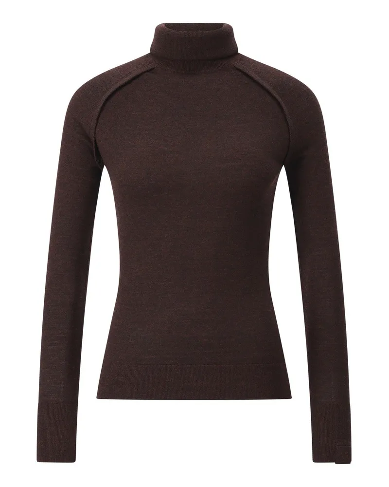 Victoria Beckham Rollkragenpullover aus Merinowolle Dunkelbraun