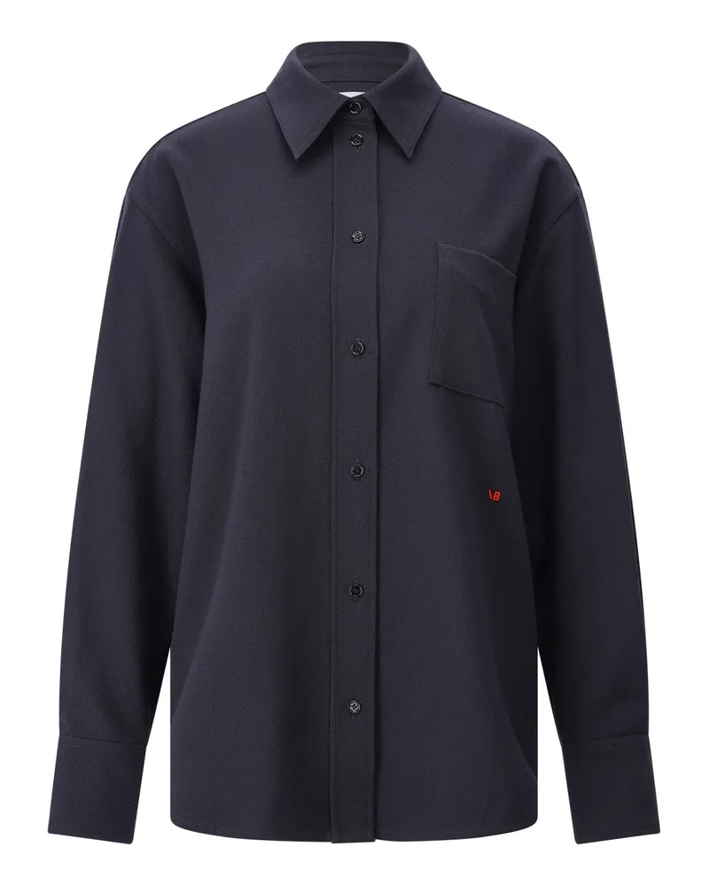 Victoria Beckham Overshirt aus Woll-Mix Dunkelblau
