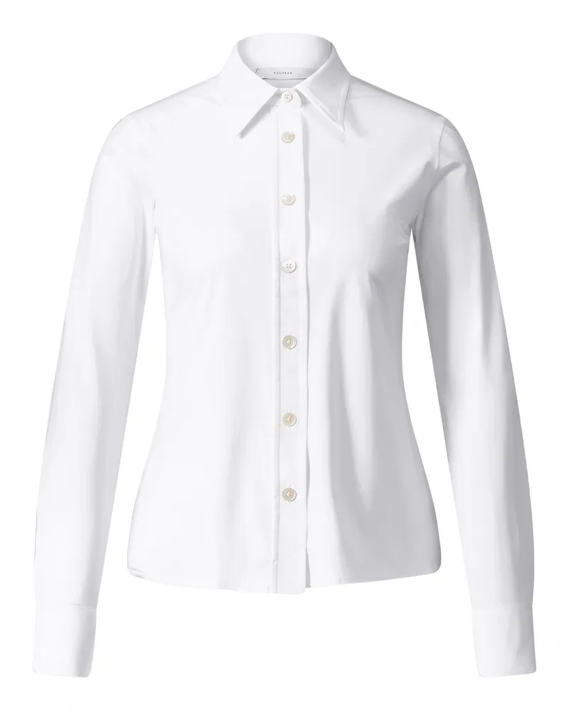 Caliban Slim-Fit Bluse Weiß