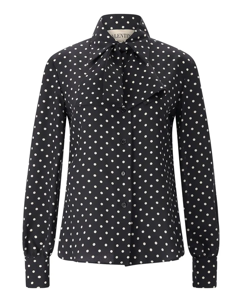 Valentino Garavani Seidenbluse mit Punkten Schwarz