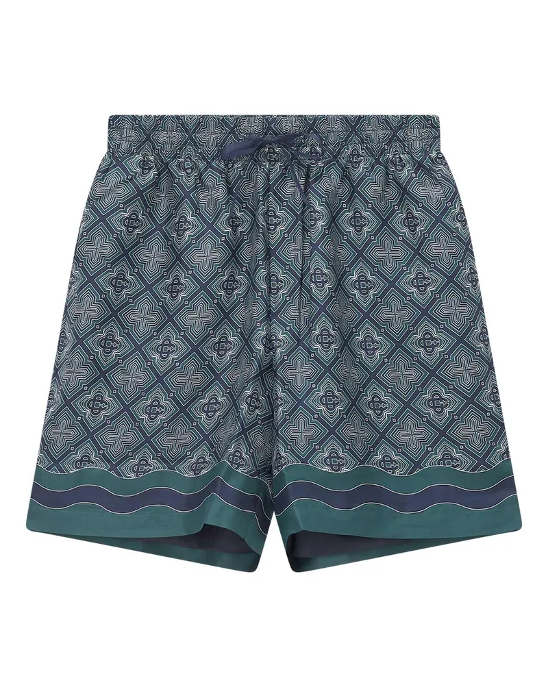 Casablanca Paris Shorts aus Seide Dunkelgrün