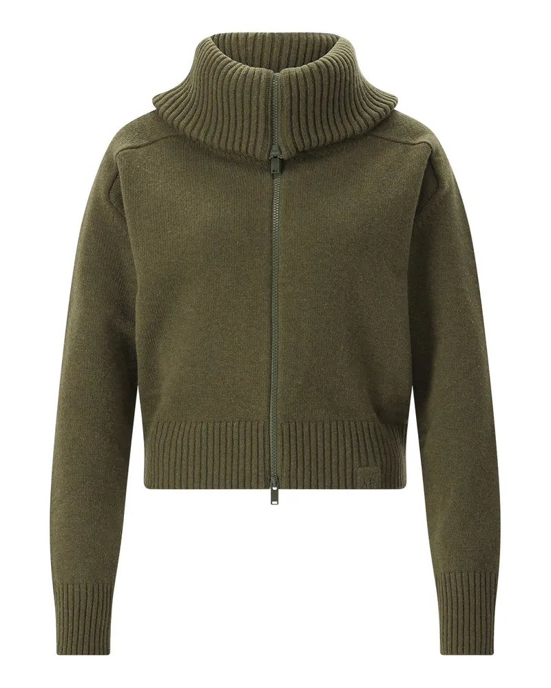 Victoria Beckham Strickjacke aus Woll-Mix Graugrün