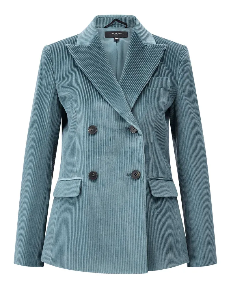Max Mara Doppelreihiger Blazer Katanga aus Samt Türkis