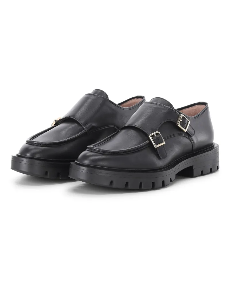 Santoni Monk Feint aus Leder Schwarz