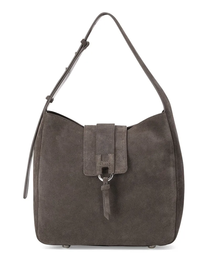 Hogan Hobo-Tasche Trend aus Veloursleder Dunkelbraun
