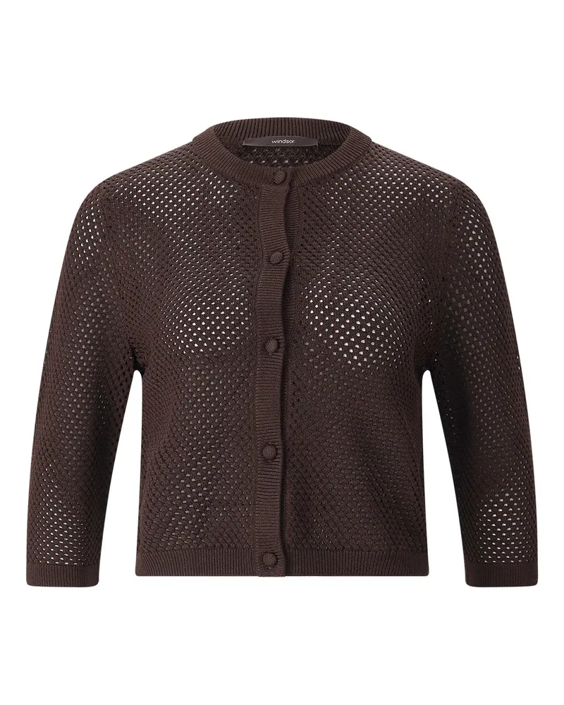 windsor. Strickjacke aus Material-Mix Dunkelbraun