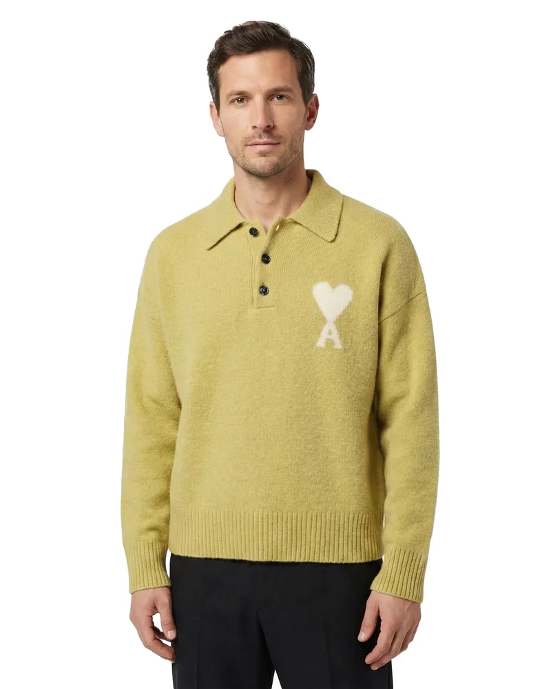 AMI Paris Pullover aus Woll-Mix Grün
