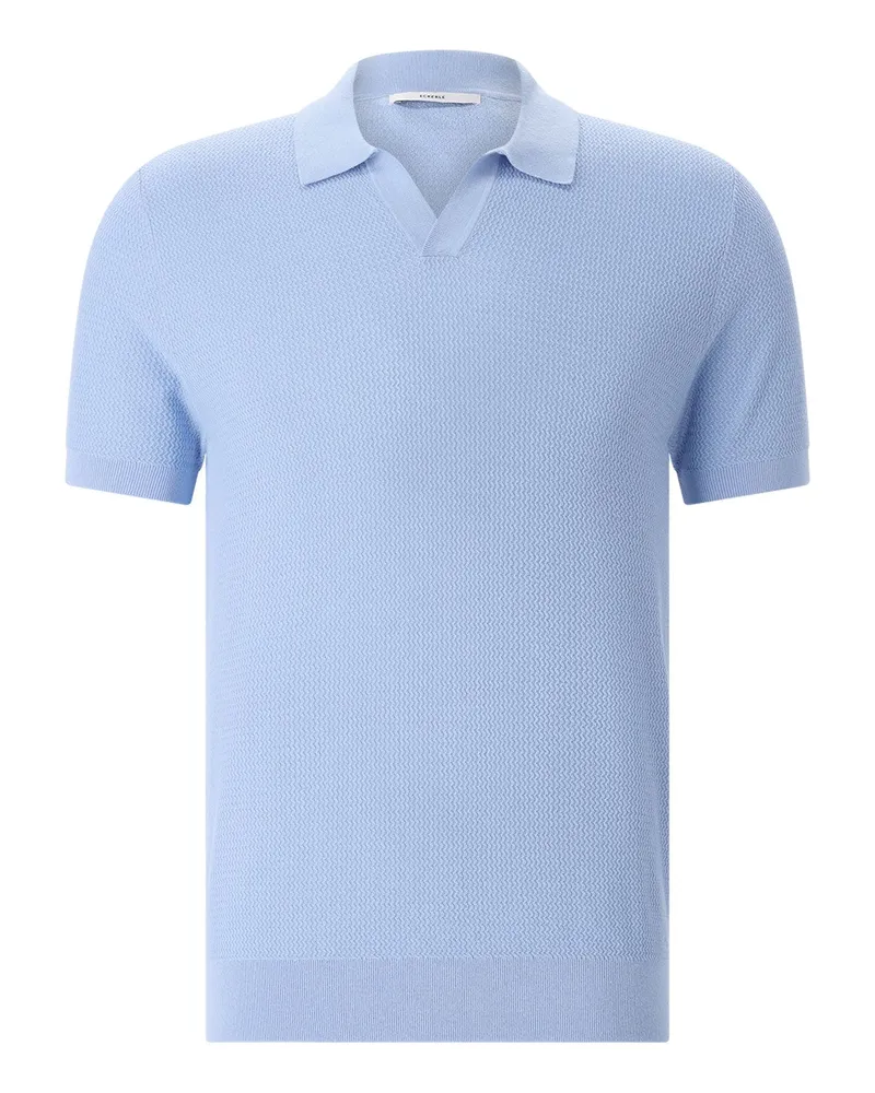 ECKERLE Poloshirt aus Strick Hellblau