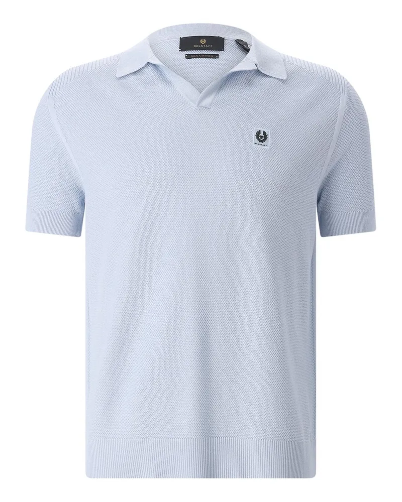 Belstaff Poloshirt aus Seide und Baumwolle Hellblau