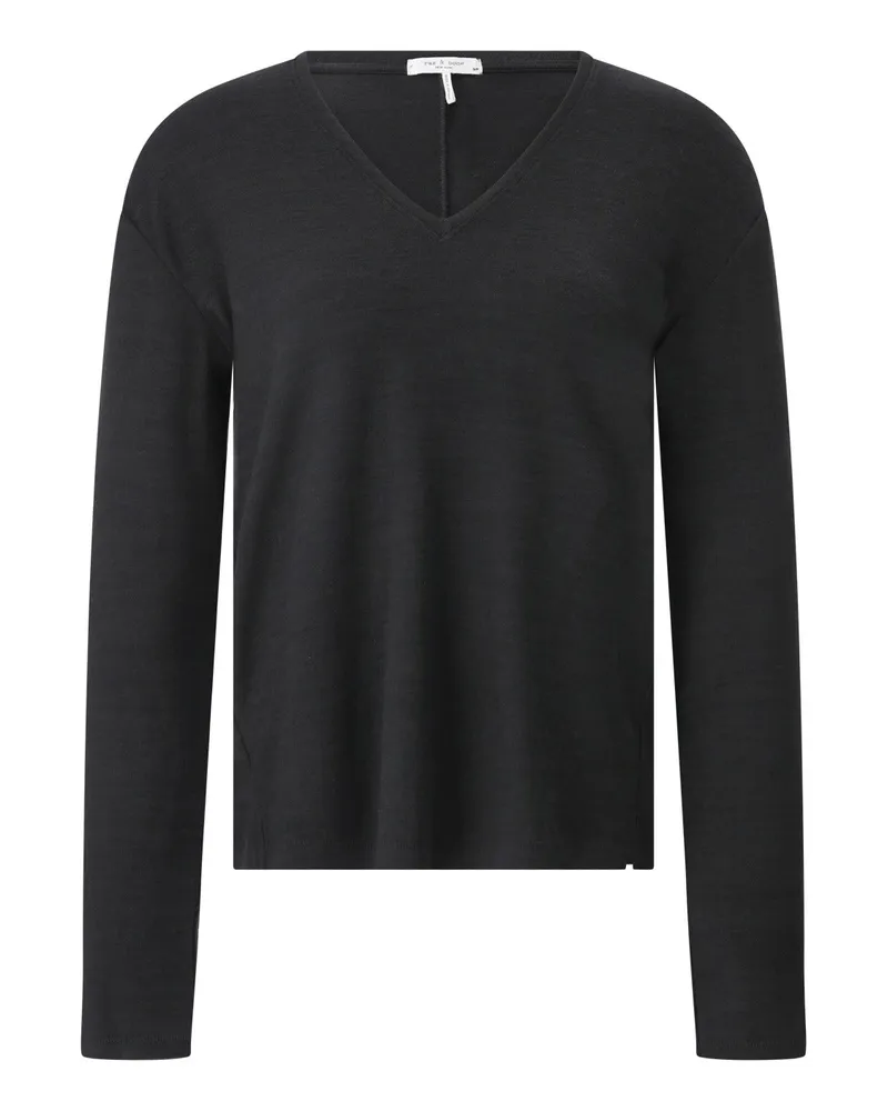 Rag & Bone Langarmshirt mit V-Ausschnitt Schwarz