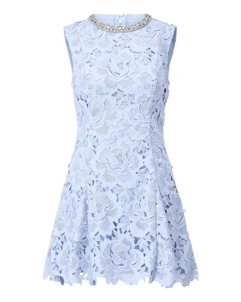Self-Portrait Abendkleid Mini mit Spitze Hellblau