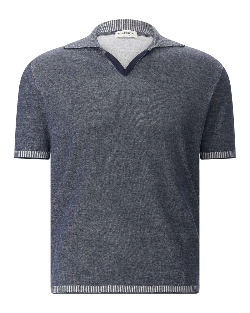 Phil Petter Gestricktes Poloshirt aus Baumwolle Blau