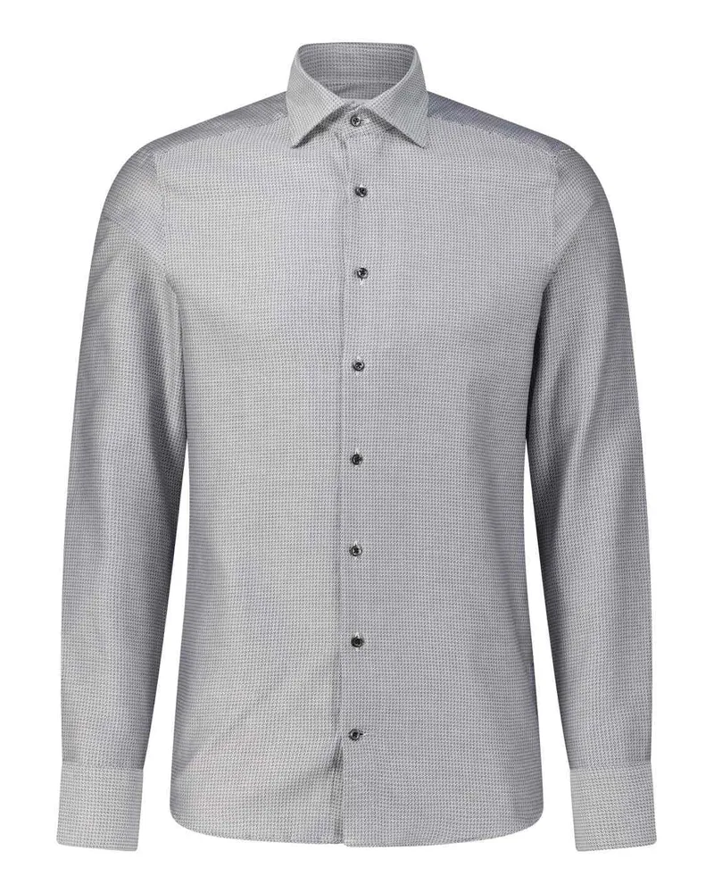 Stenströms Fein gemustertes Hemd in Slim-Fit Grau