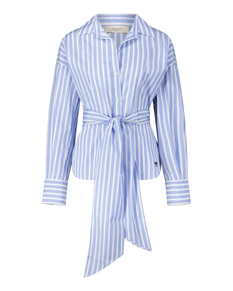 Max Mara Gestreifte Hemdbluse Torino Hellblau