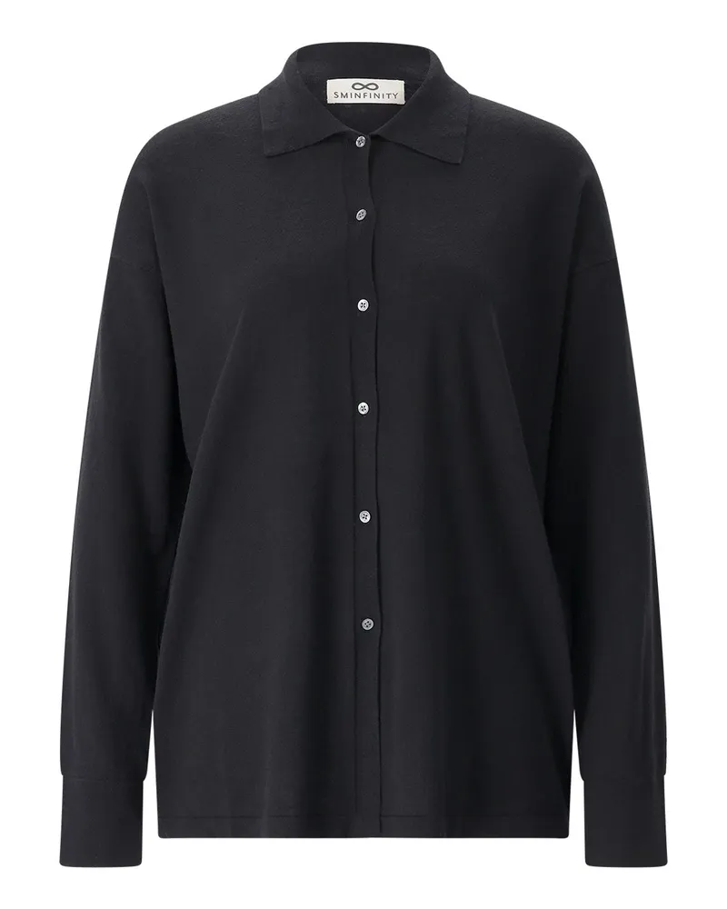 SMINFINITY Hemdbluse aus Leinenmix Schwarz