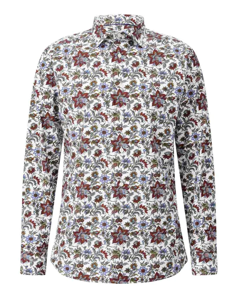 Eton Slim-Fit Hemd mit floralem Muster Rot