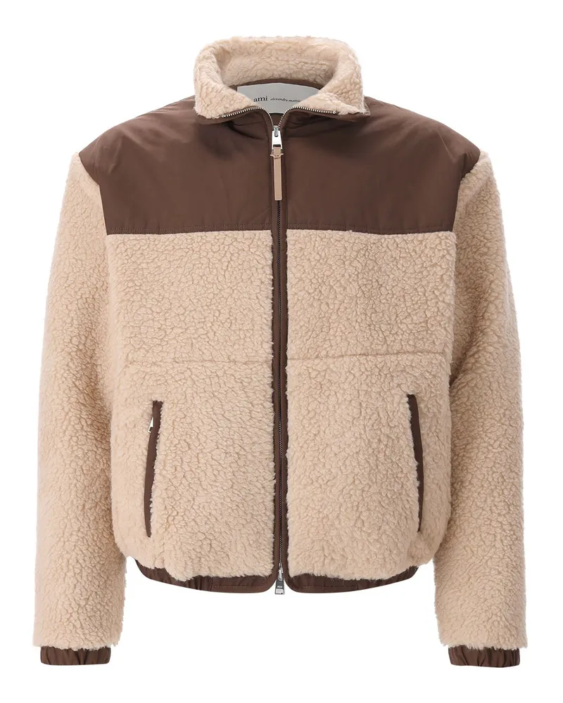 AMI Paris Jacke mit Teddyfell Braun