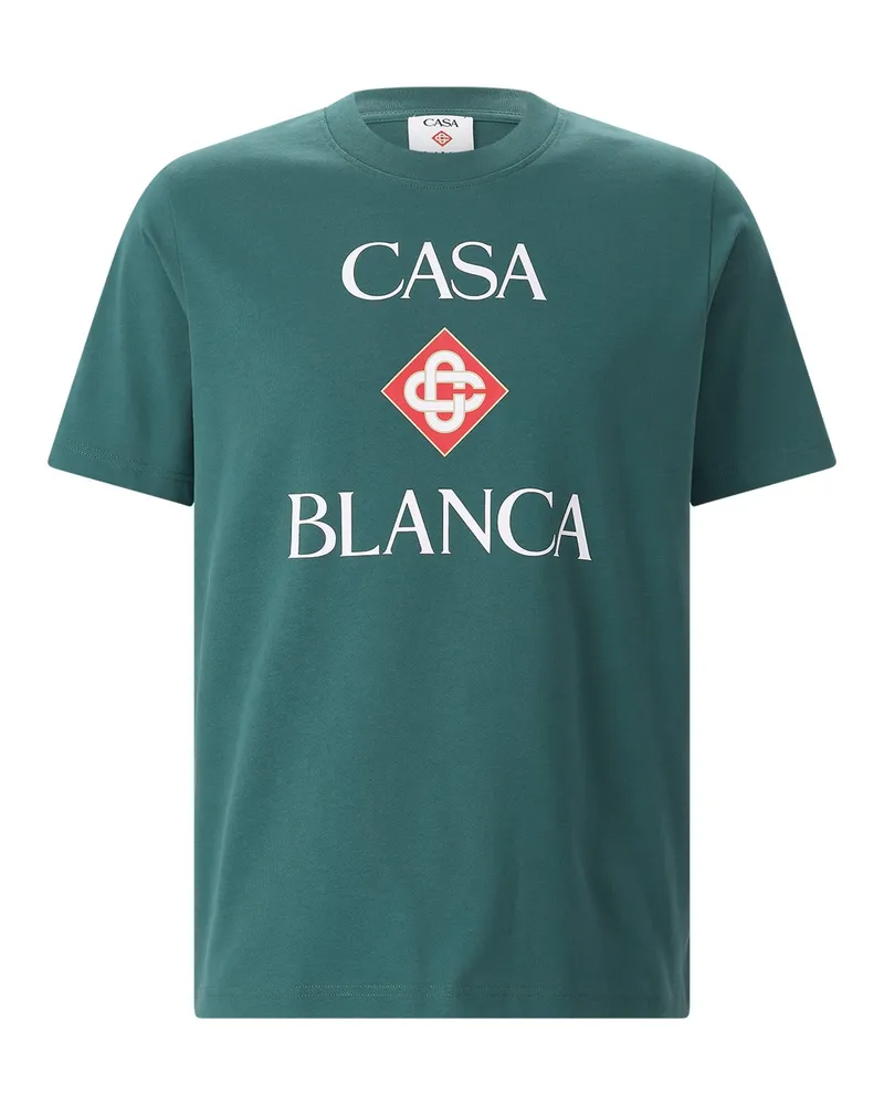 Casablanca Paris T-Shirt mit Logoprint Dunkelgrün