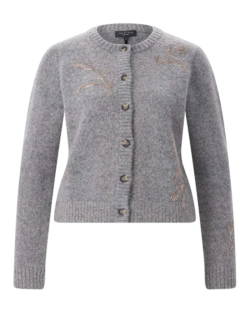 Rag & Bone Strickjacke Iris mit Schmucksteinen Grau