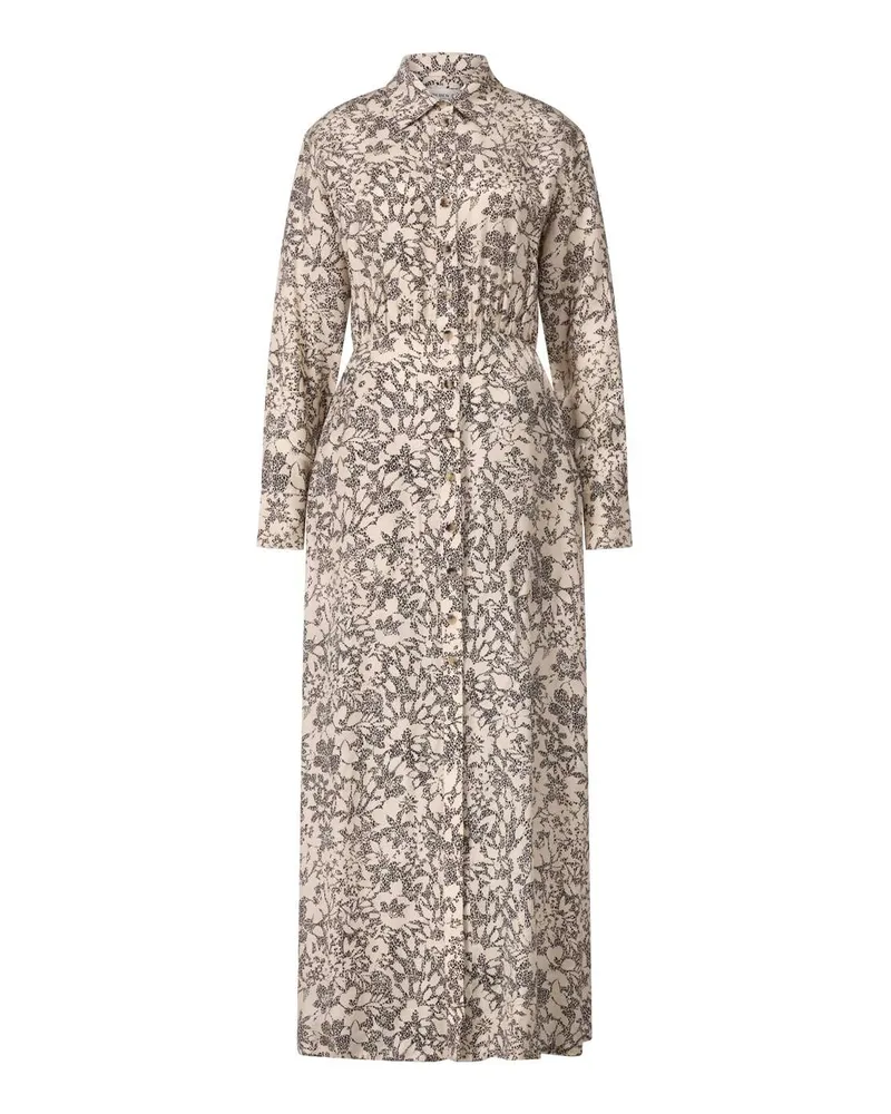 Golden Goose Blusenkleid aus Satin mit floralem Muster Beige