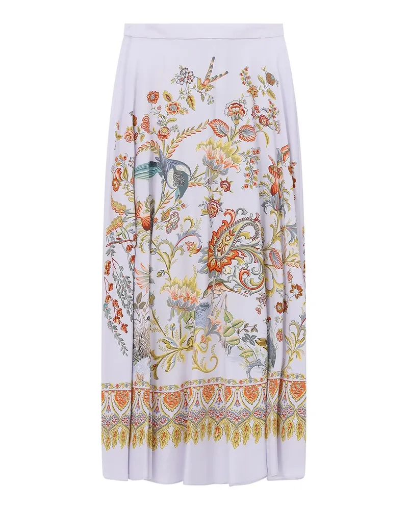 Etro Midirock aus Seide Hellblau