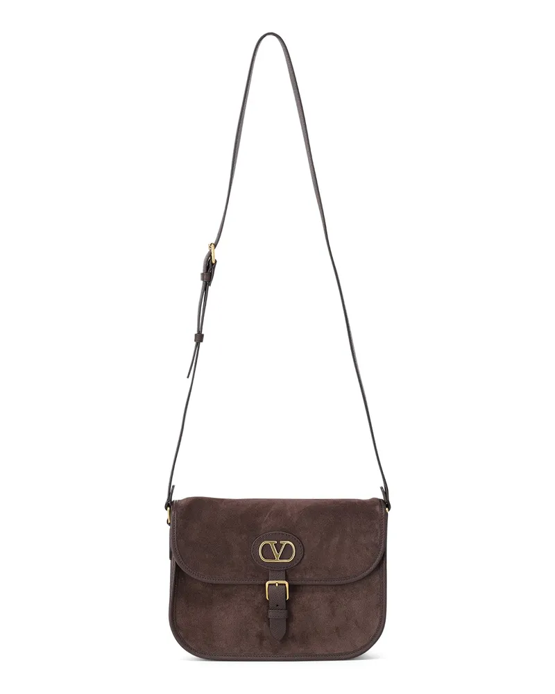 Valentino Garavani Umhängetasche aus Veloursleder Dunkelbraun