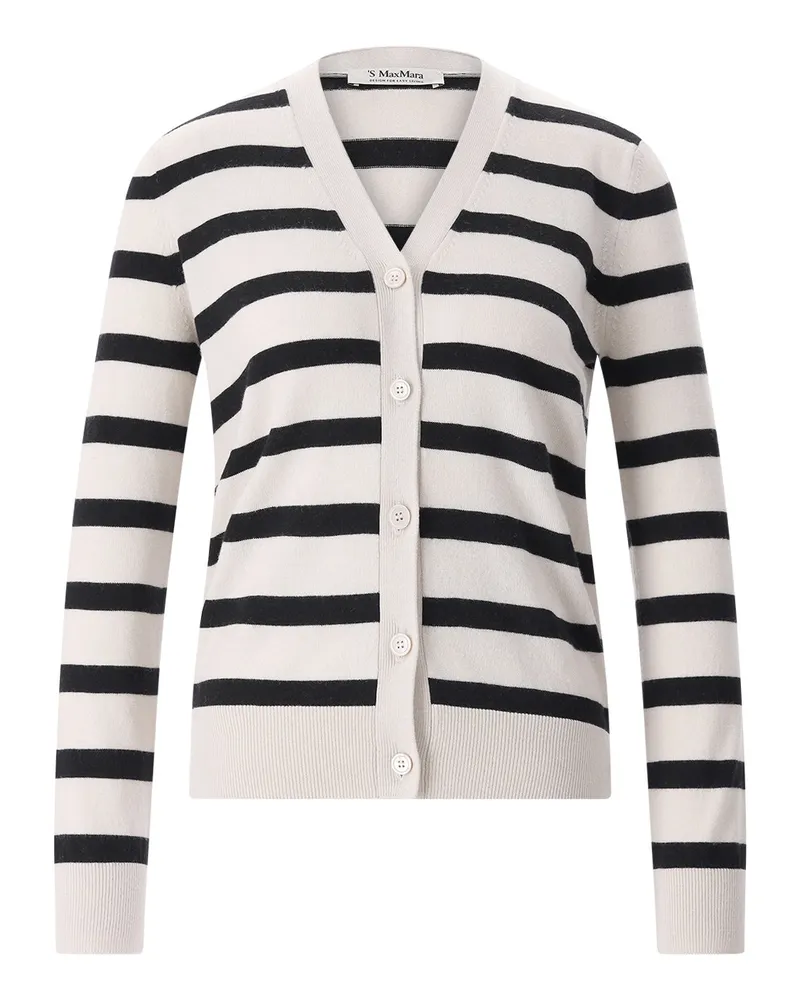 Max Mara Gestreifte Strickjacke aus Wolle Creme