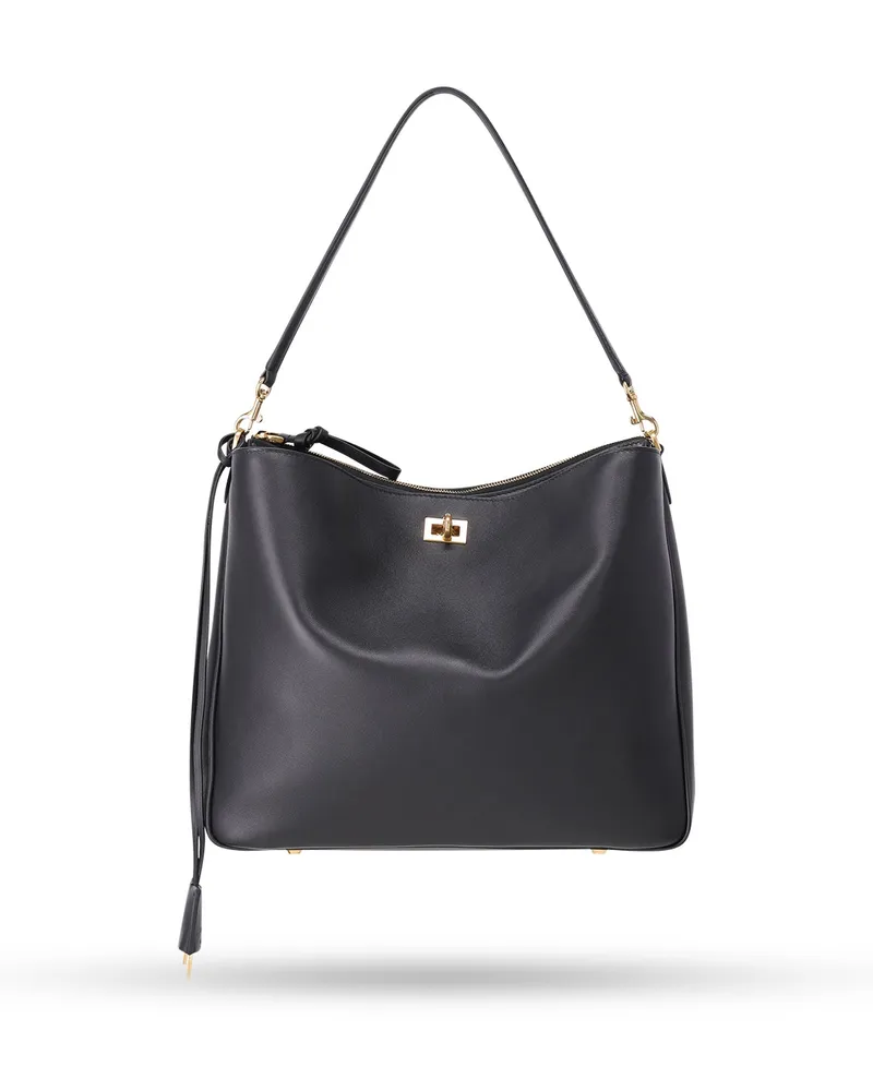 Balenciaga Schultertasche Rodeo aus Leder Schwarz