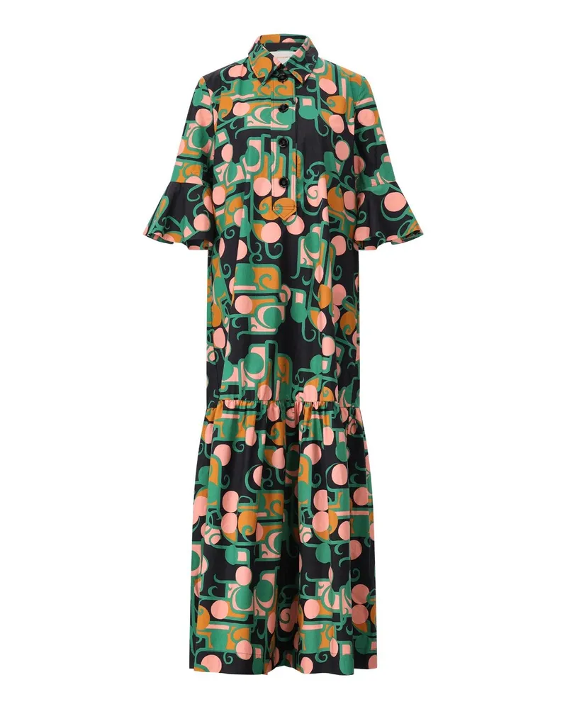 La DoubleJ Maxikleid mit Retro-Muster Multicolor