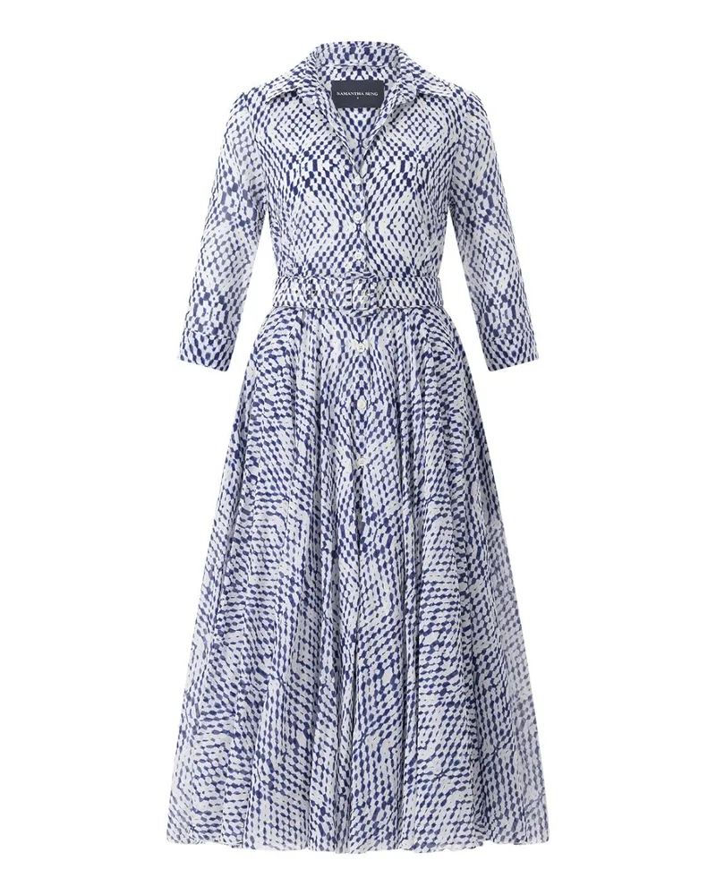 Samantha Sung Blusenkleid Aster mit floralem Muster Dunkelblau