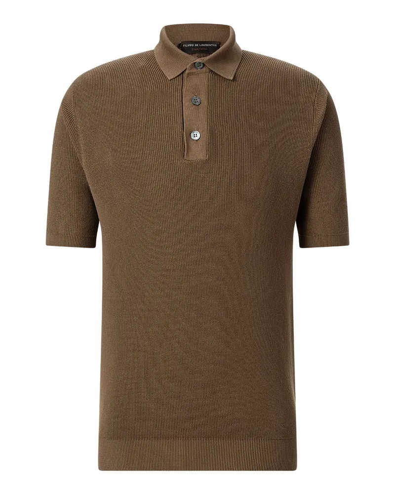 Filippo de Laurentiis Poloshirt aus Crêpe-Baumwolle Braun