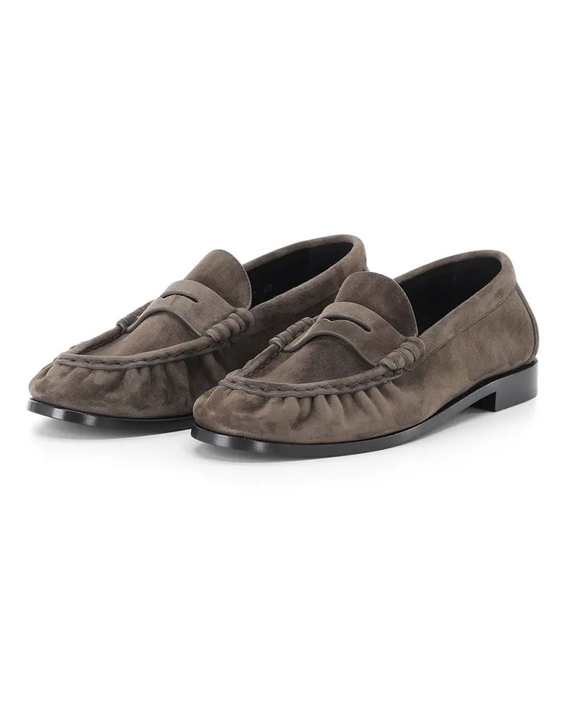 Saint Laurent Loafers aus Veloursleder Graugrün
