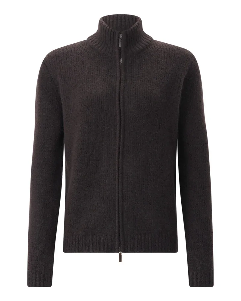 Iris von Arnim Strickjacke Felias aus Kaschmir-Seiden-Mix Dunkelbraun