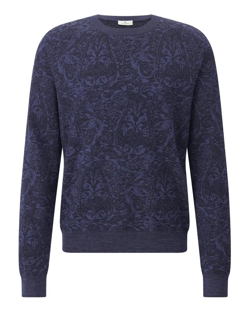 Etro Strickpullover mit Paisley-Muster Dunkelblau