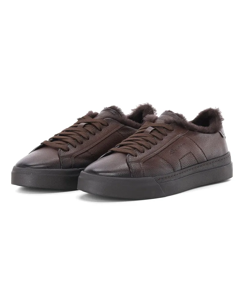 Santoni Sneaker aus Leder Dunkelbraun