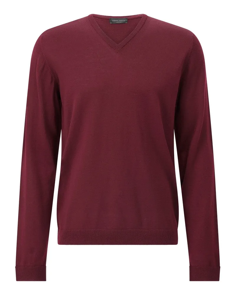 Roberto Collina Strickpullover mit V-Ausschnitt Dunkelrot