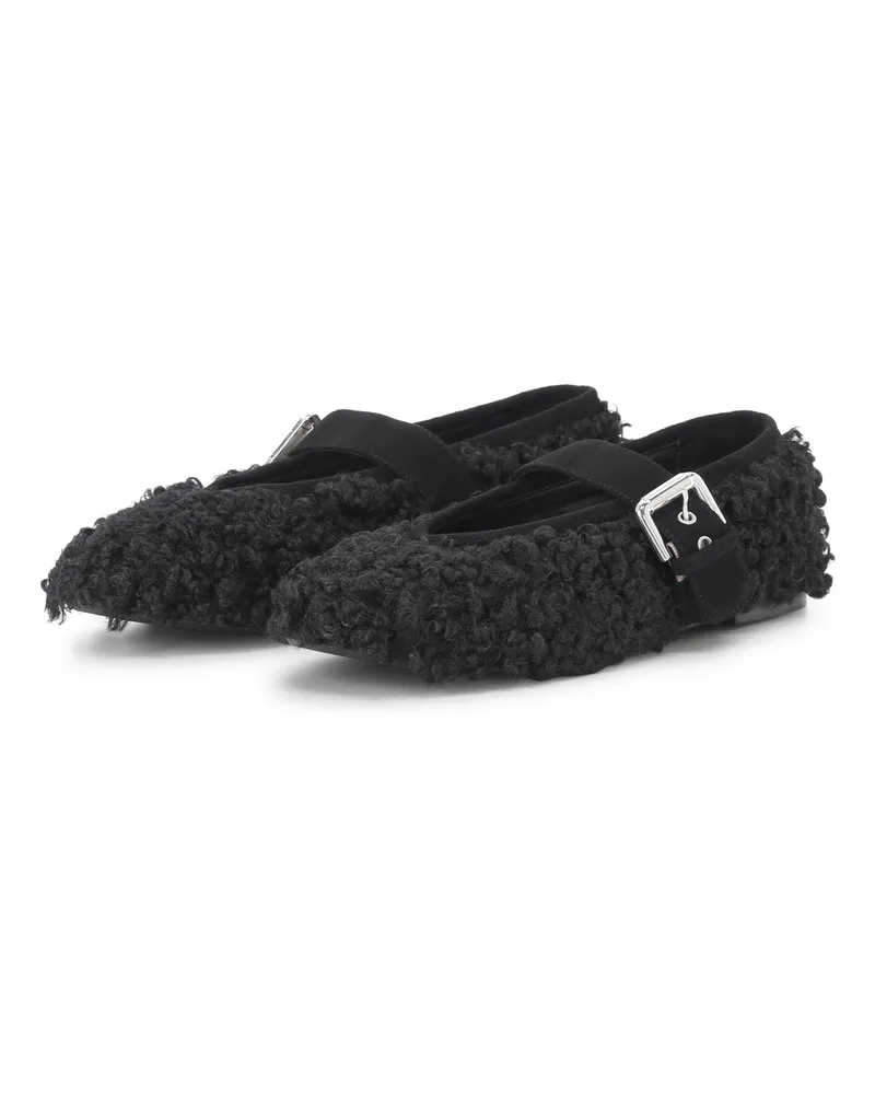 Fabio Rusconi Mary-Jane Ballerinas mit Teddyfell Schwarz